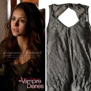 Guess Green Pattern Lace Tank ASO Elena Gilbert